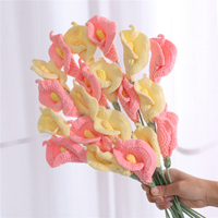 Lys artificiels en coton crocheté faits à la main pour la fête des mères, Noël, la décoration de la maison et du bureau