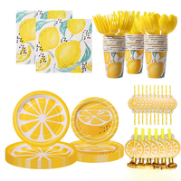 Ensemble de vaisselle pour fête d'anniversaire sur le thème du citron, décorations de table pour fête d'été, assiettes en papier, gobelets en papier, serviettes