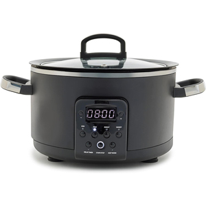 <span class=keywords><strong>Mijoteuse</strong></span> électrique en céramique noire 4QT 6-en-1 avec couvercle en verre, préréglages multifonctions, maintien au chaud automatique et minuterie à retard pour usage domestique et ragoûts - Product Image 1