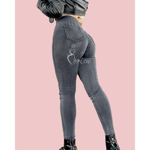 جينز نسائي ضيق بتصميم فريد منحني، بنطلون جينز مخصص، سروال دنيم للأمهات، جينز كولومبي بمقاسات كبيرة وخصر عالي - Product Image 1