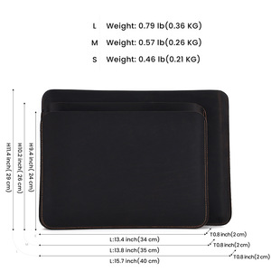 Genuine <b>Leather</b> <b>Laptop</b> <b>Sleeve</b> 15 Inch Wear Resistant Classic Style For Men Solid Color - Product Image 5