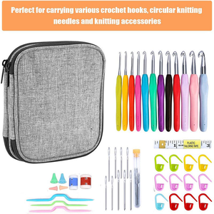 Étui professionnel grande capacité pour aiguilles à tricoter avec <span class=keywords><strong>fermeture</strong></span> éclair, 12+ compartiments, organiseur de voyage pour aiguilles circulaires et droites - Product Image 2