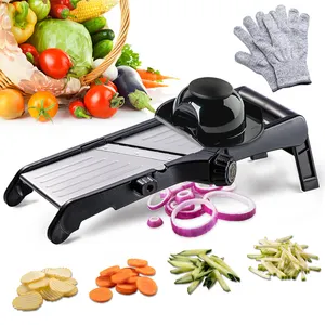 Einstellbare Mandoline Edelstahl Slicer Gemüse Chopper Zwiebel Slicer Kartoffel Slicer Shredder für die Küche mit Hand schützen