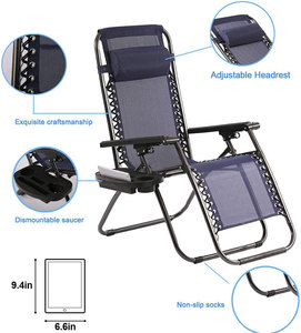 Chaise longue de plage zéro gravité pliable, légère, portable, confortable pour la chambre, l'hôtel et le parc - Product Image 3