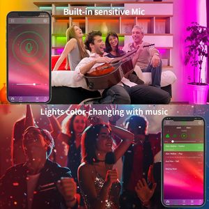 <span class=keywords><strong>Ksipze</strong></span>-Barra de luz <span class=keywords><strong>LED</strong></span> RGB de 100 pies para música, cambio de Color síncrono para dormitorio controlado por Bluetooth, iluminación <span class=keywords><strong>LED</strong></span> Flexible - Product Image 5
