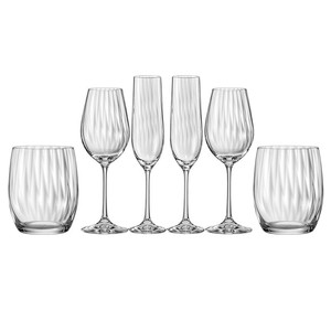 Vila Falls Wine Set 6 Pieces Crystal Stemmed Glass Etched Design Wedding Gift - Product Image 1