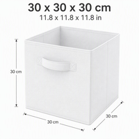 Lot de 6 cubes de rangement pliables en tissu non tissé, bacs de rangement ouverts, renforcés avec carton gris de 2,0 mm pour placard et armoire