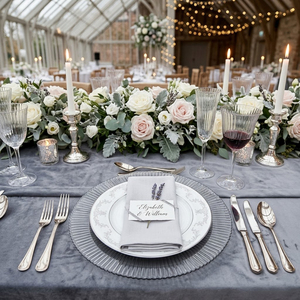 Assiettes de présentation modernes en <span class=keywords><strong>verre</strong></span> rayé gris et noir de 13 pouces, rondes et côtelées, pour la décoration de tables de mariage et d'événements (vente en gros) - Product Image 3