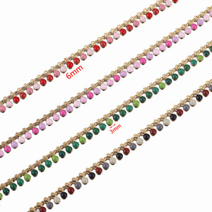 Collier à pampilles en émail coloré, style bohème, en acier inoxydable plaqué or PVD, étanche, vendu au mètre, pour femme - Product Image 1
