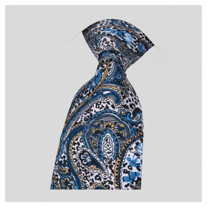 Corbata azul de Paisley 100% Corbata hecha a mano corbata gravate krawatte cravatta diseño de moda cadenas de suministro ágiles - Product Image 2