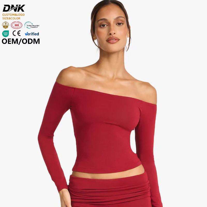 Women Fitness Apparel Yoga Crop Top Workout Long Sleeve Solid Slim Fit Sexy off Shoulder Tops t Shirt