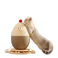 Griffoir vertical moderne en bois massif avec sisal, jouet d'auto-entretenissement pour chat, plateau tournant, arbre à chat d'escalade, en carton