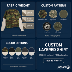 <span class=keywords><strong>T</strong></span>-Shirt da Uomo in Cotone di Alta Qualità con Design Mimetico e Logo Personalizzato, Manica Lunga a Doppio Strato - Product Image 4