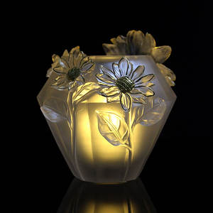 Vaso in Cristallo Mediorientale in Vendita, Artigianato Arabo con Motivi Floreali Incisi, Forma Rotonda, Bruciatore <span class=keywords><strong>di</strong></span> Oud in Smalto Colorato, Colore Personalizzabile - Product Image 6