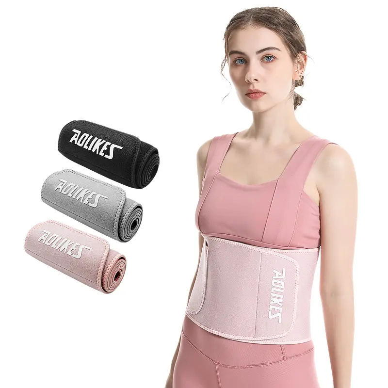 Aolikes Sports Waist Support Belt Yoga Adjustable 2022 Sweating Men's And Women's Fitness Silver Layer Pocket Belt