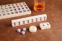 Étui de Luxe Rouge en PU Fait Main pour Mahjong avec Poignée, 160 Grandes Tuiles, Accessoires Complets, Motif Dragon Phénix, Rangement Portable Vintage