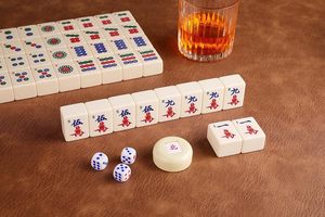 Étui de Luxe Rouge en PU Fait Main pour Mahjong avec Poignée, 160 Grandes Tuiles, Accessoires Complets, Motif Dragon Phénix, Rangement Portable Vintage - Product Image 3