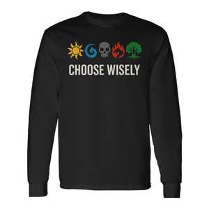 Mana Symbols Choose Wisely T-shirt à manches longues bleu rouge vert Magic Gathering - Product Image 2