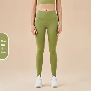 Leggings de Yoga de Doble Cara sin Costuras con Efecto Desnudo y Control de Abdomen para Mujer, Levanta Glúteos, Bloques de Color, Largo Completo - Product Image 6