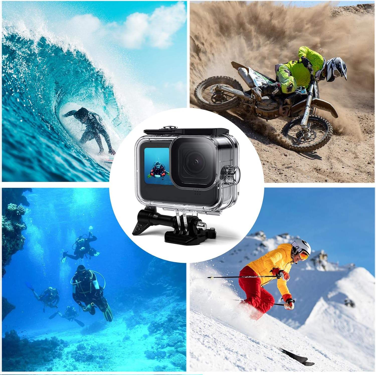 HONGDAK Waterproof Housing Case for Go Pro Hero11 10 9 Black Protective 60m Diving Case for GoPro 13 12 11 10 Camera Accessories