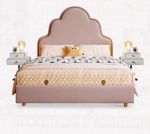 2026 Modernes Prinzessinnen-Kinderbett aus Holz mit Weichleder, Doppelbett für Mädchen und Jungen - Product Image 6
