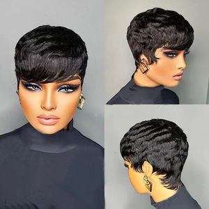 Promoción Letsfly: Peluca de Cabello Humano Virgen 100% con Corte Pixie Corto a $8, Peluca en Capas sin Encaje, Color Marrón Natural 4/27 #   Ombre al por Mayor - Product Image 2
