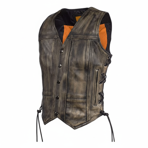 Chaleco de Cuero Transpirable Personalizado al por Mayor a Precios Económicos para Hombre, Venta al por Mayor de Chalecos de Cuero de Buena Calidad y Elegantes con OEM - Product Image 1