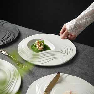 Plato de Cerámica de Alta Calidad Estilo Terraza, Apto para Lavavajillas, Diseño Minimalista, Plato para Cena o Postre, Estilo Occidental, para Hotel - Product Image 4