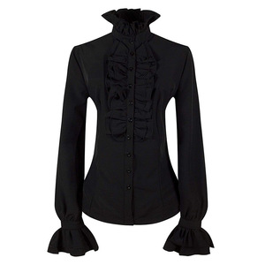 Blusa <span class=keywords><strong>Pirata</strong></span> Lolita para <span class=keywords><strong>Mujer</strong></span>, Mangas Largas, Cuello Alto, Ajustada, Estilo Victoriano Steampunk, Disfraz <span class=keywords><strong>de</strong></span> Halloween, Cosplay Medieval, Jabot con Botones - Product Image 5