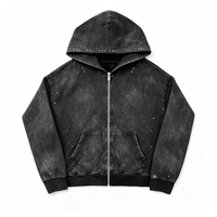 Vêtements personnalisés en gros : Sweat à capuche épais oversize délavé à l'acide, style streetwear, avec impression DTG Kornit, effet éclaboussures de peinture et effet vieilli