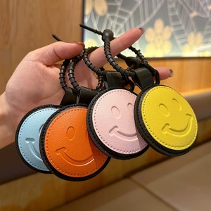 High Quality Holiday Souvenir Eco-Friendly Car <b>Keyring</b> Business Gifts Girls Shoulder Bag Charms Soft PU Leather Smile Keychains - Product Image 1