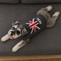 Set Sweater Rajut Bergaris untuk Pemilik Hewan Peliharaan dan Anjing, Desain Kustom ODM OEM Grosir, Motif Bendera Union Jack