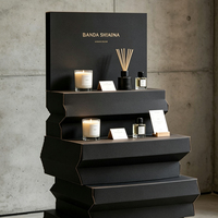 Stand de présentation de parfums en carton ondulé recyclable personnalisé, stand éco-responsable pour parfums, stand pop-up pour exposition d'art, salon professionnel