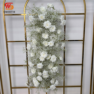 Chemin de table élégant et lisse pour événements de mariage, décoration de table d'allée, fleurs de gypsophile blanches - Product Image 2