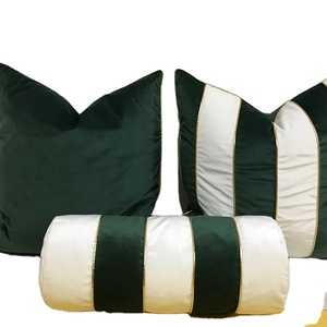 Wholesale Stylish Decorative Double-Sided Square Throw <strong>Pillow</strong> Cover Woven OEKO-TEX Certified <strong>Navy</strong> White Gold Border Memory - Product Image 1