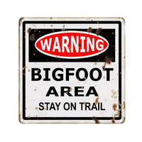 Ensemble de panneaux métalliques rétro « Attention Bigfoot Sasquatch » – Plaques décoratives vintage amusantes pour garage, bar, ou « cave des hommes » – Cadeau idéal pour collectionneur