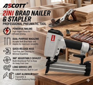 Pistola Neumática Anti-Atascos Industrial y para Bricolaje F5040, Herramienta de Fijación de Muebles de Doble Función, Clavadora y <span class=keywords><strong>Grapadora</strong></span> 2 en 1 de Aluminio - Product Image 3