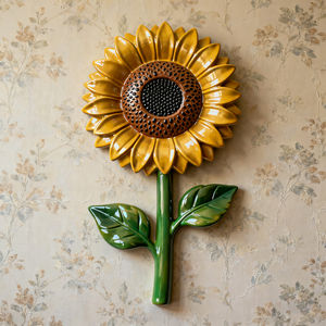 J28 Customizable Fiberglass Sunflower Sculpture <b>Art</b> <b>Deco</b> Eco-Friendly Wall Decoration for Home Commercial Space Life Size - Product Image 1