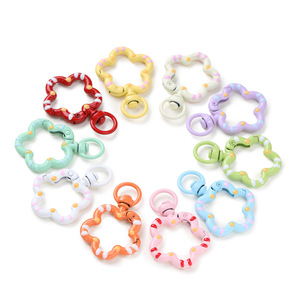 Colorful Alloy Open Ring With Dripping Flower Spring Clasp For DIY <b>Bag</b> Keychain Jewelry <b>Accessory</b> - Product Image 5