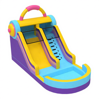 Toboggan aquatique gonflable Wolong personnalisable en PVC de 0,55 mm en forme de casque audio, 9x4,5 m, avec piscine intégrée pour divertissement extérieur