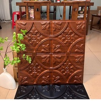 LASTDECOR - Paneles de Pared Decorativos con Relieve, Estilo Art Deco Industrial, Impermeables, Cuadrados, de PVC, para Techo, D213, Rejilla Dorada Antigua