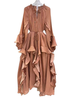 Robe longue élégante et décontractée pour femmes nouvelle robe mi-longue à volants irréguliers ample grande taille respirante pour femmes teinte unie