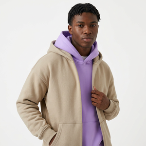 High Quality Custom Puff <b>Men's</b> Winter Oversized Heavyweight Solid Breathable Eco-Friendly Hoodie Blank Cotton Fleece Pocket - Product Image 3
