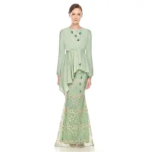 Model Baju Kurung Modern moda dantel tasarım müslüman elbise uzun kollu yeni varış Baju Kurung malezya ve Kebaya