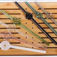 Paille en verre créative résistante à la chaleur, paille artistique en verre borosilicate coloré, paille droite ou courbée pour jus et lait