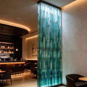 Paravent en verre doré sur mesure pour salon, maison, hôtel, restaurant, hall, lobby – Design <span class=keywords><strong>de</strong></span> cloisonnement en métal, séparation murale - Product Image 1