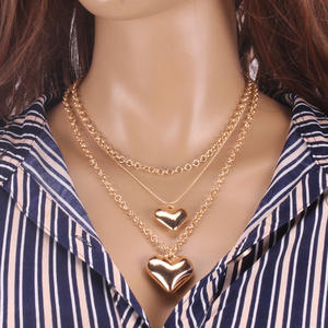 Collier multi-couches en forme de cœur, pendentif en alliage de zinc, bijoux de mode pour femmes, cadeau - Product Image 1