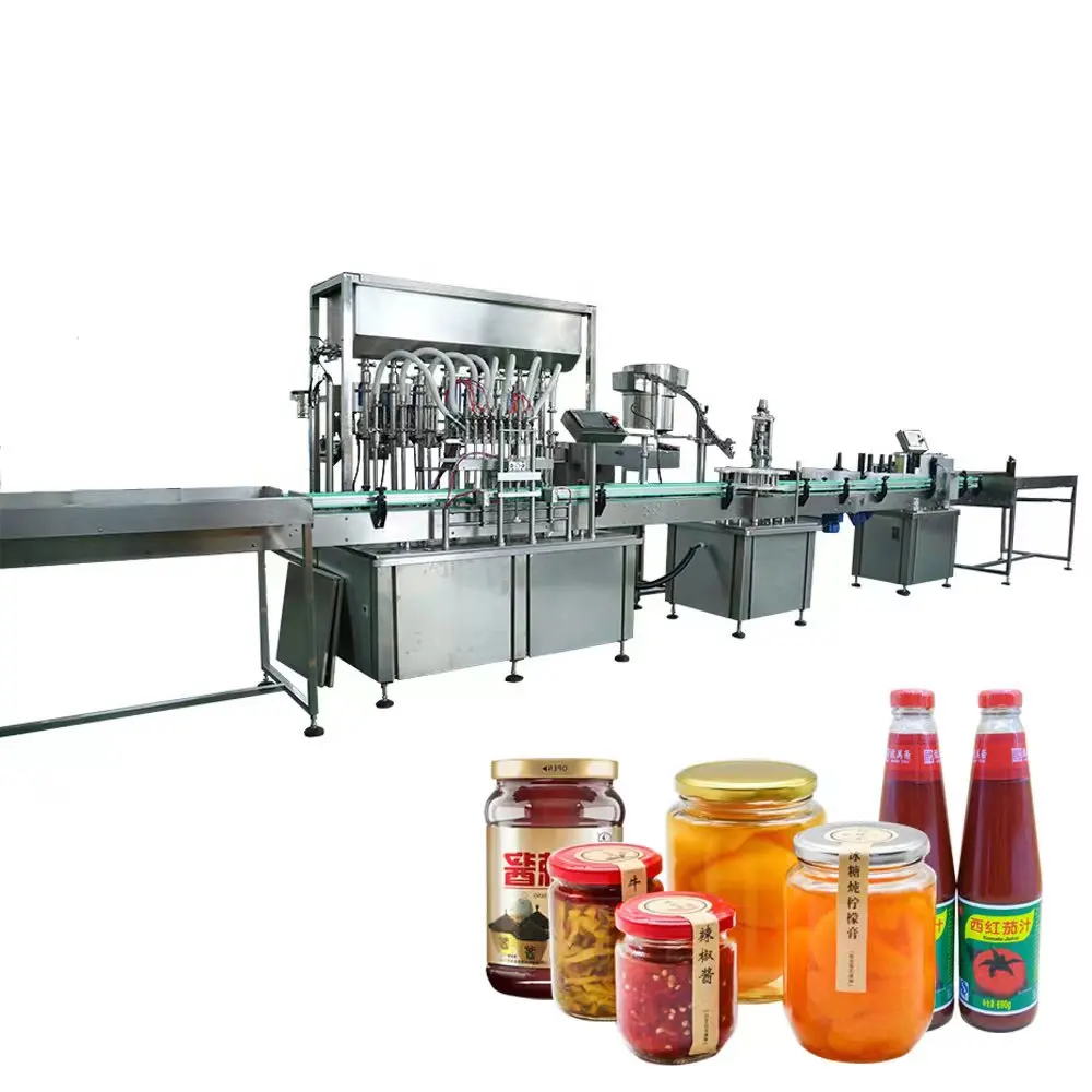 Automatic Face Cream Hand Sanitizer Lotion Jam Ketchup Tomato Paste Bottle Filling Capping Labeling Machine Production Line