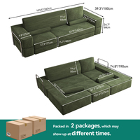 Sofá Seccional Reclinable Cuadrado de Estilo Moderno, Tapizado, de Dos Plazas, Extensible y Convertible, para Gimnasio o Sala de Estar, Superventas en Alibaba