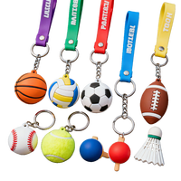 Porte-clés en forme de ballon de sport en PVC souple de dessin animé à la mode, pendentif de décoration, imperméable, léger, logo personnalisé, cordon à main